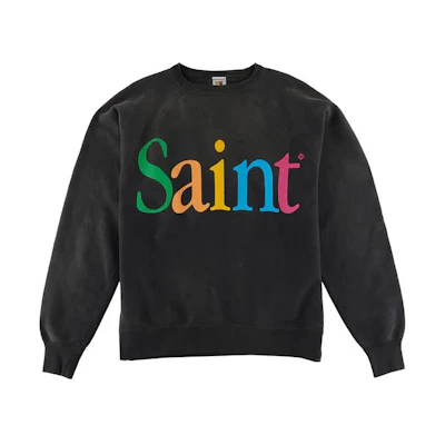 SAINT Mxxxxxx FW22 Black Letter Graphic Print Pullover Sweatshirt Unisex. SM-A22-0000-015
