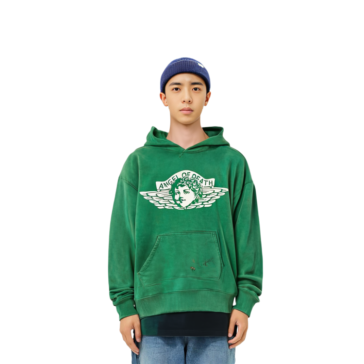 Purchase SAINT Mxxxxxx FW22 綠色字母印花長袖連帽衫。 SM-A22-0000-023