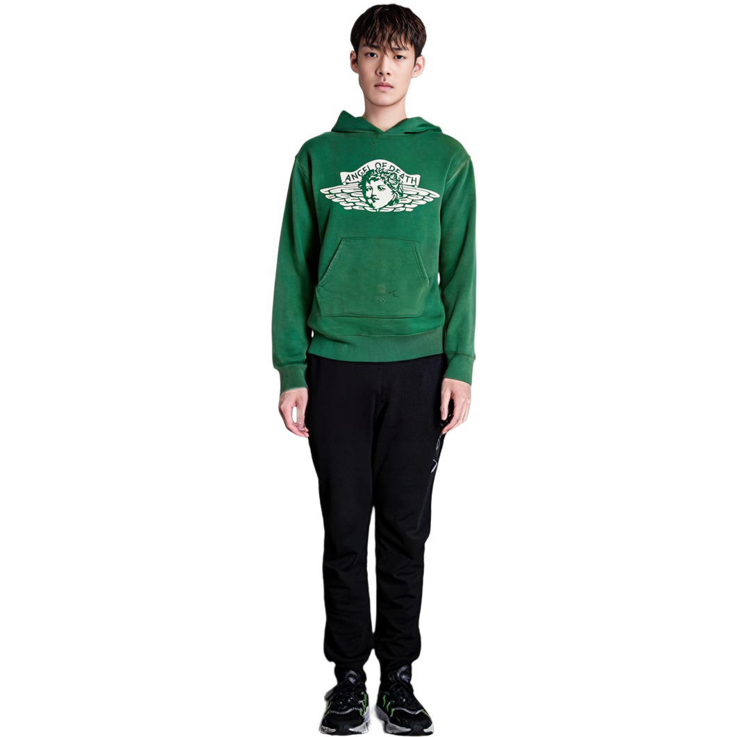 Details for SAINT Mxxxxxx FW22 綠色字母印花長袖連帽衫。 SM-A22-0000-023