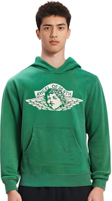 SAINT Mxxxxxx FW22 綠色字母印花長袖連帽衫。 SM-A22-0000-023 Cheap SAINT Mxxxxxx FW22 綠色字母印花長袖連帽衫。 SM-A22-0000-023
