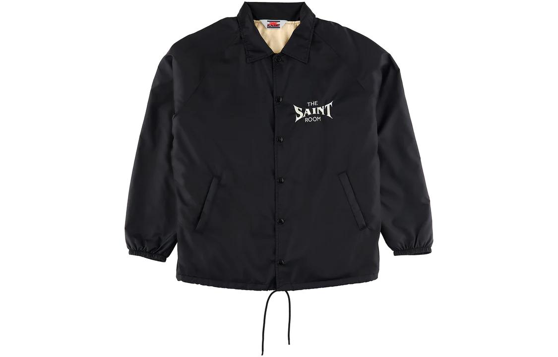 SAINT Mxxxxxx FW22 Letter Logo Print Collared Long Sleeve Jacket Black SM-A22-0000-062