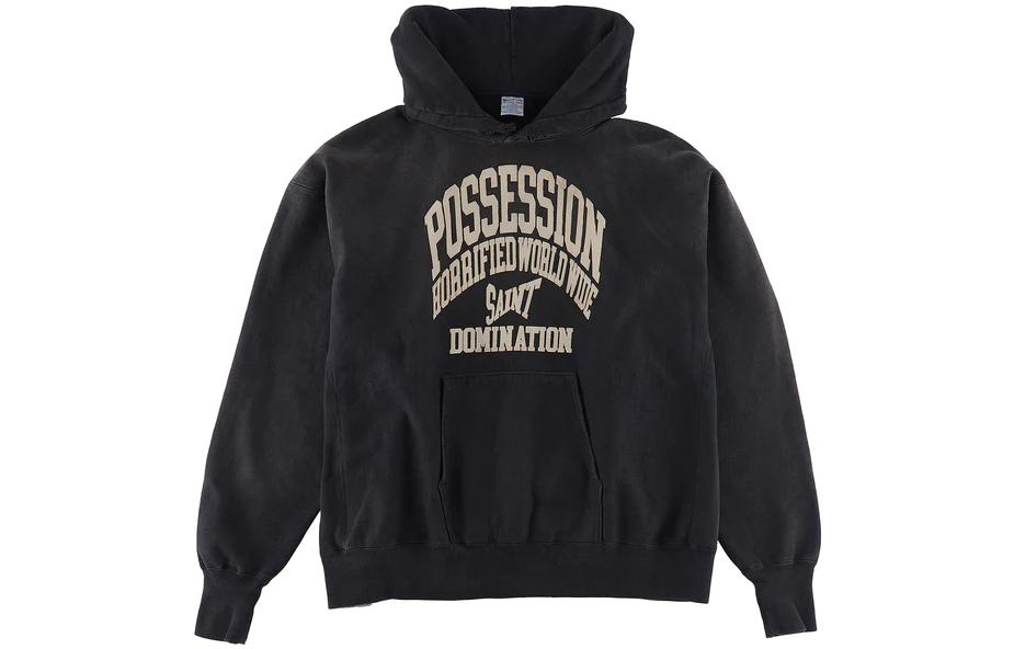 SAINT Mxxxxxx FW22 Letter Logo Print Hoodie Black Long Sleeve SM-A22-0000-025