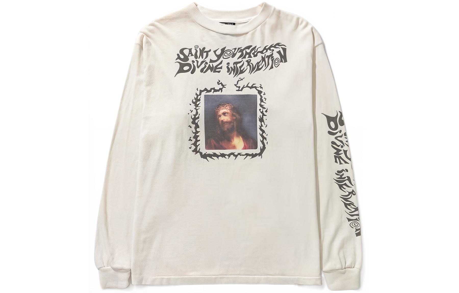 Order SAINT Mxxxxxx FW22 字母油畫印花白色長袖T恤 男款 SM-A22-0000-010