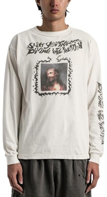 SAINT Mxxxxxx FW22 字母油畫印花白色長袖T恤 男款 SM-A22-0000-010 Shop SAINT Mxxxxxx FW22 字母油畫印花白色長袖T恤 男款 SM-A22-0000-010