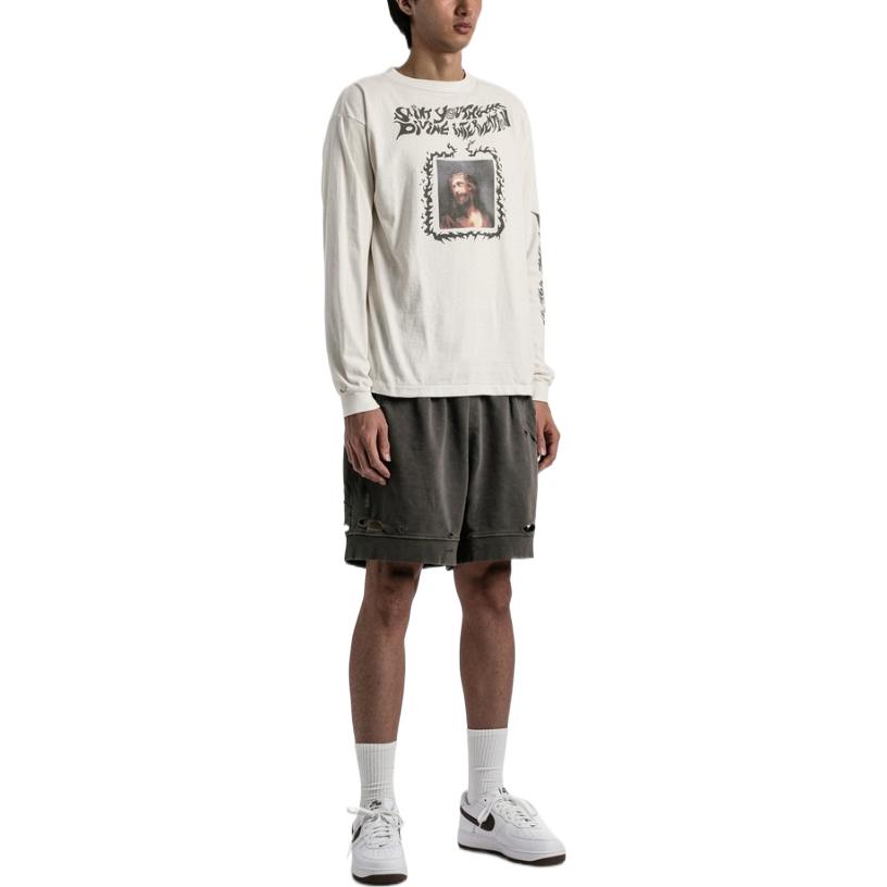 Details for SAINT Mxxxxxx FW22 字母油畫印花白色長袖T恤 男款 SM-A22-0000-010