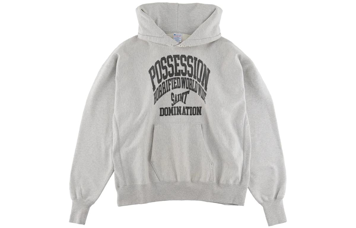 SAINT Mxxxxxx FW22 Letter Print Hoodie Pullover Men’s Grey SM-A22-0000-024