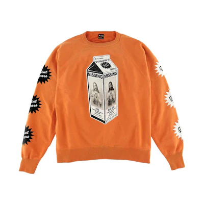 SAINT Mxxxxxx FW22 Orange Letter Print Crewneck Pullover Sweatshirt Men’s SM-A22-0000-090