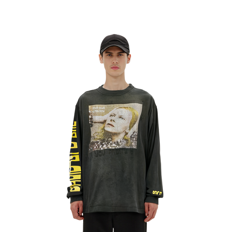 Cheap SAINT Mxxxxxx FW22 純logo長袖T恤 男款 灰色 sm-a22-0000-075