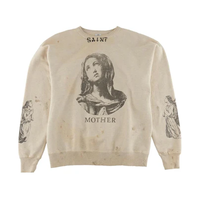 SAINT Mxxxxxx FW22 Portrait Print Pullover Sweatshirt Khaki - SM-A22-0000-017