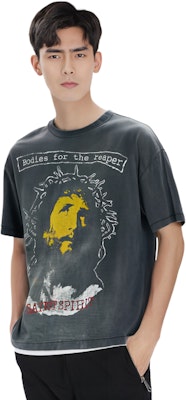 SAINT Mxxxxxx FW23 抽象印花寬鬆版型灰色男女同款短袖上衣 sm-a23-0000-002 Shop SAINT Mxxxxxx FW23 抽象印花寬鬆版型灰色男女同款短袖上衣 sm-a23-0000-002