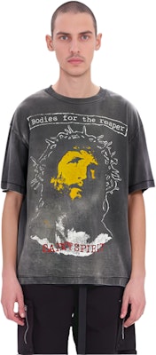 SAINT Mxxxxxx FW23 抽象印花寬鬆版型灰色男女同款短袖上衣 sm-a23-0000-002 Sizing SAINT Mxxxxxx FW23 抽象印花寬鬆版型灰色男女同款短袖上衣 sm-a23-0000-002