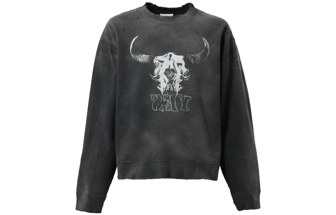SAINT Mxxxxxx FW23 Black Crewneck Pullover Devil Print Sweatshirt G11P0043-BLK