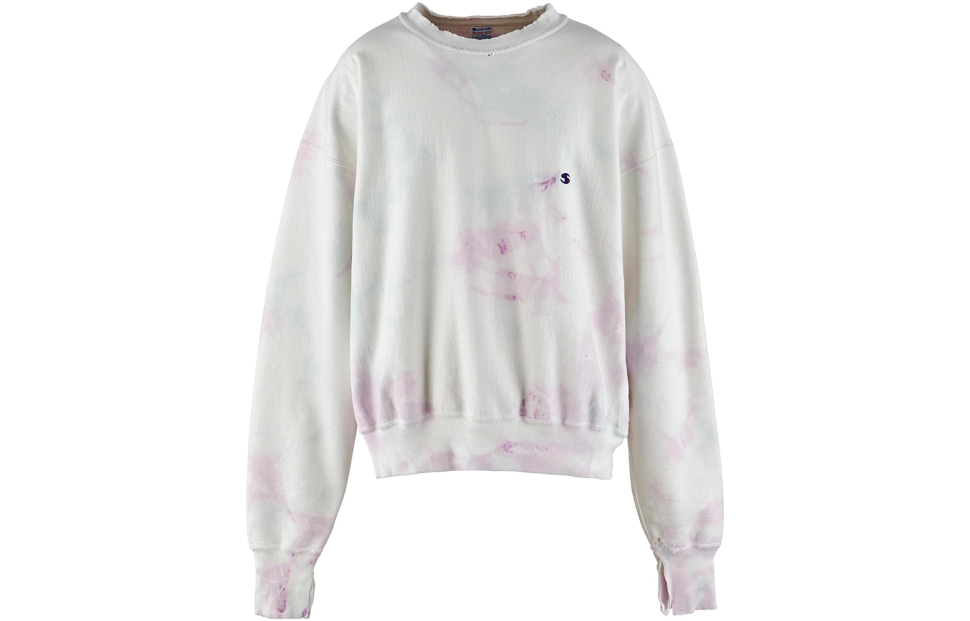 SAINT Mxxxxxx FW23 Tie-Dye Crewneck Pullover Sweatshirt White SM-A23-0000-025