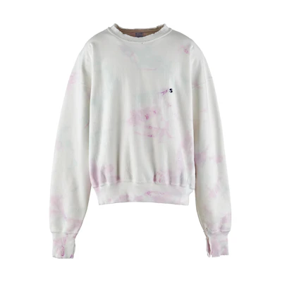 SAINT Mxxxxxx FW23 Tie-Dye Crewneck Pullover Sweatshirt White SM-A23-0000-025