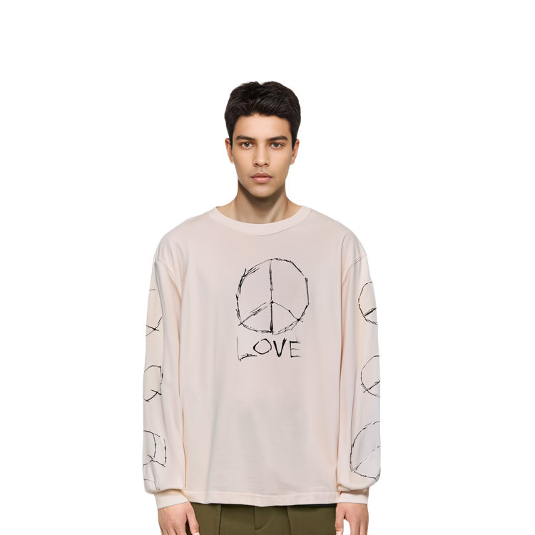 Lookbook SAINT Mxxxxxx FW23 男女款字母印花長袖圓領上衣 T恤。 sm-a23-0000-014