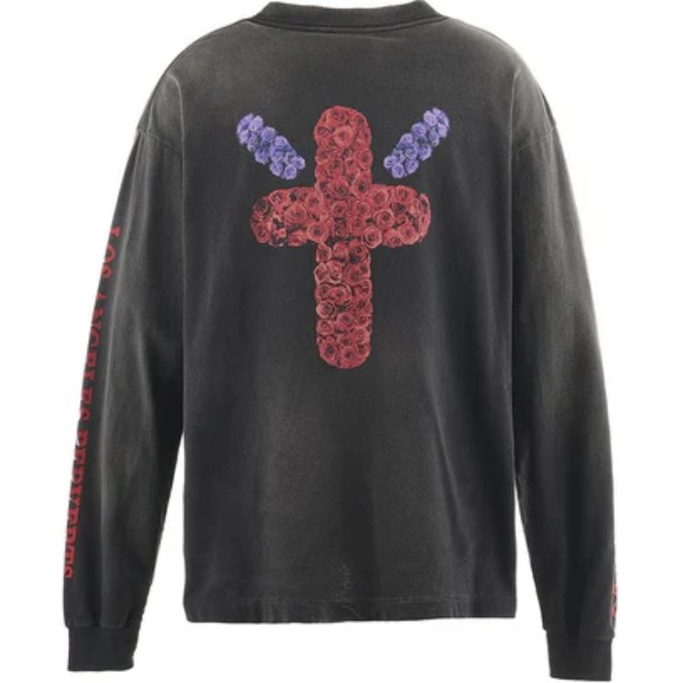 Lookbook SAINT Mxxxxxx FW24 字母印花長袖圓領T恤 黑色 SM-YS1-0000-C40