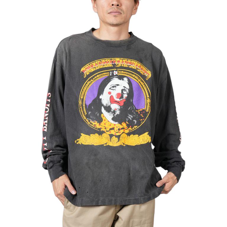 Shop SAINT Mxxxxxx FW24 字母印花長袖圓領T恤 黑色 SM-YS1-0000-C40