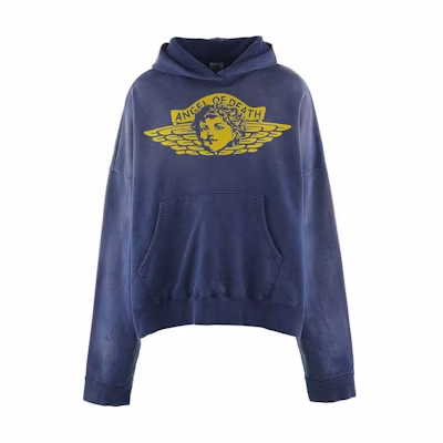 SAINT Mxxxxxx FW24 Navy Angel Print Logo Casual Hoodie SM-YS1-0000-044