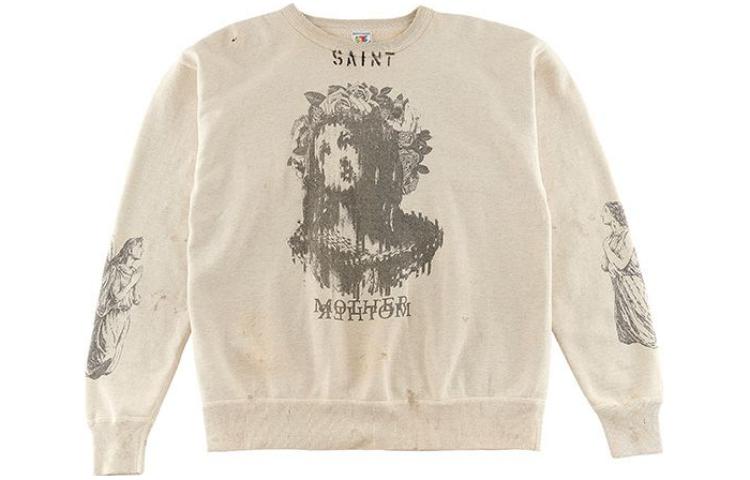 SAINT Mxxxxxx Graphic Letter Print Crewneck Sweatshirt Unisex Off-White SM-S23-0000-095