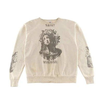 SAINT Mxxxxxx Graphic Letter Print Crewneck Sweatshirt Unisex Off-White SM-S23-0000-095