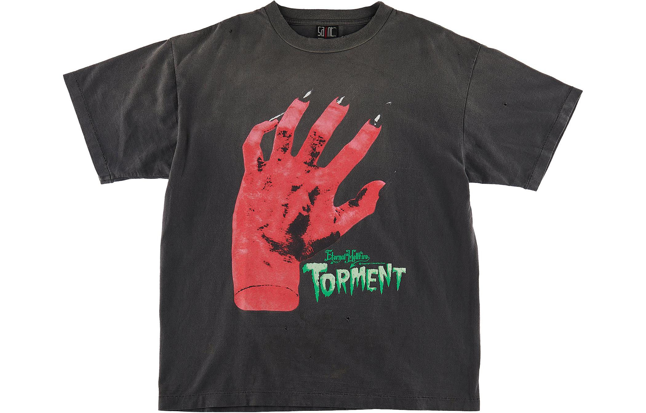 SAINT Mxxxxxx Graphic Letter Print Crewneck T-Shirt Unisex Black SM-S23-0000-003