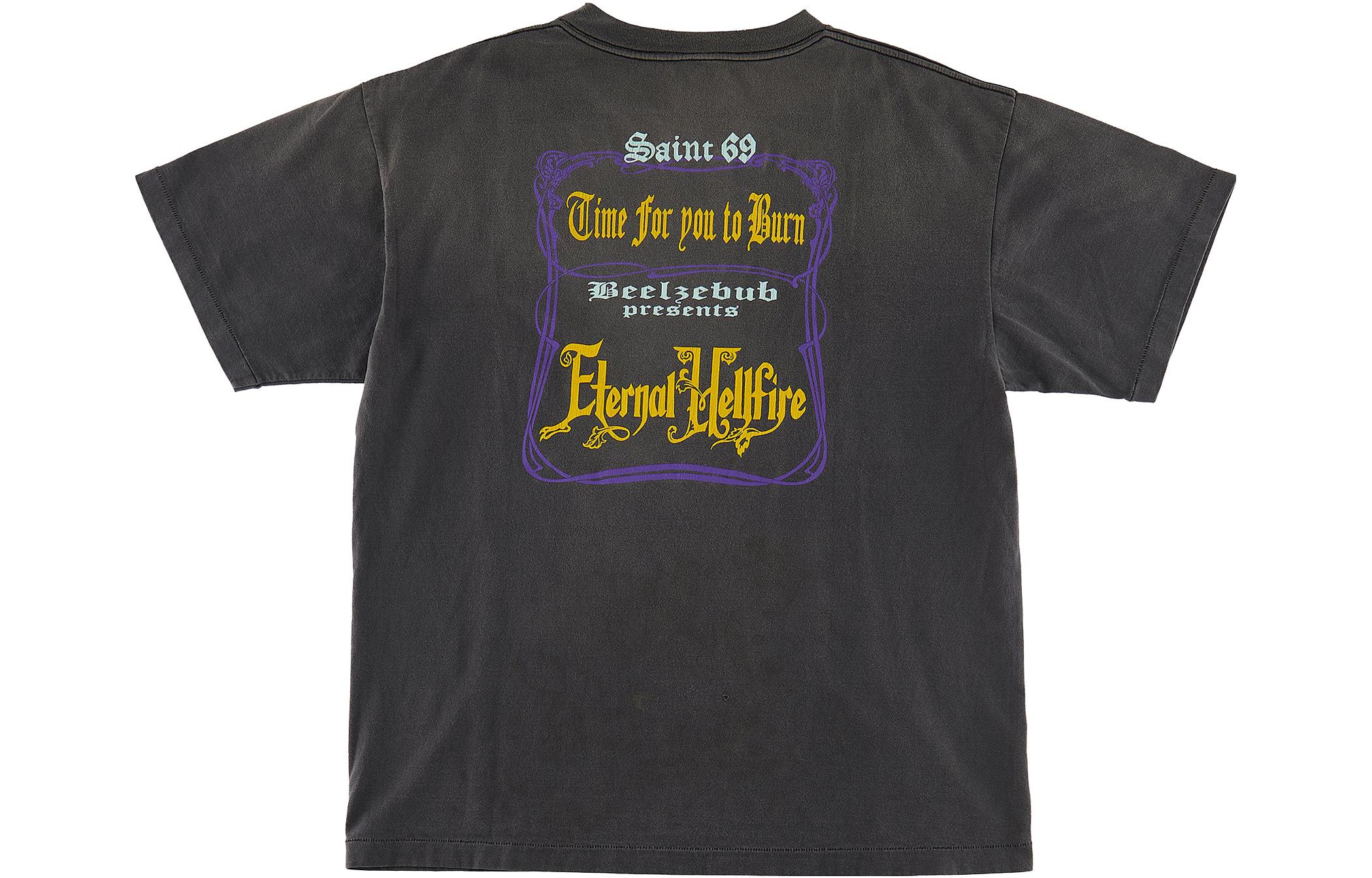 Lookbook SAINT Mxxxxxx 字母印花設計黑色圓領T恤 男女適用 SM-S23-0000-003