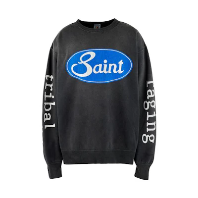 SAINT Mxxxxxx Graphic Logo Crewneck Long Sleeve T-Shirt Black SM-A23-0000-019