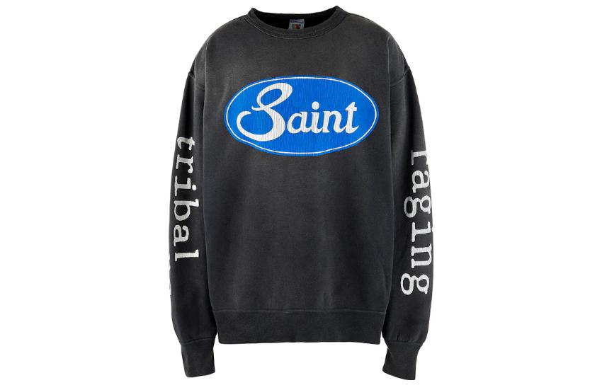 Order SAINT Mxxxxxx 圖案標誌長袖圓領T恤 黑色 SM-A23-0000-019