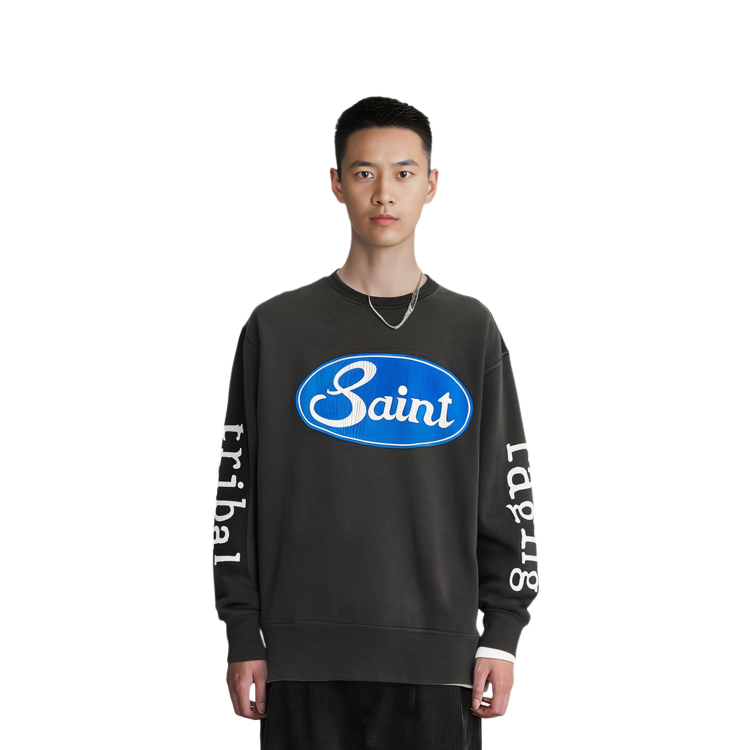 Details for SAINT Mxxxxxx 圖案標誌長袖圓領T恤 黑色 SM-A23-0000-019