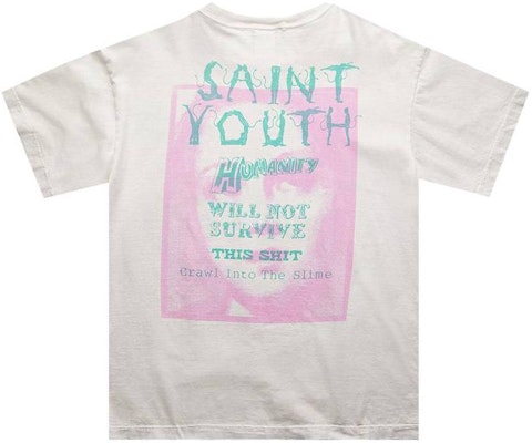 SAINT Mxxxxxx 圖案印花白色男款圓領短袖休閒T恤。 SMS230000024 Lookbook SAINT Mxxxxxx 圖案印花白色男款圓領短袖休閒T恤。 SMS230000024