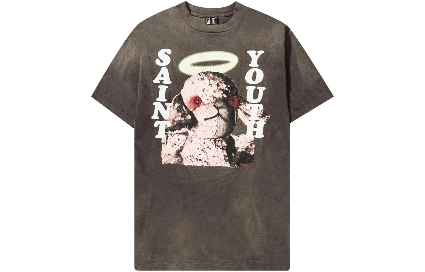 SAINT Mxxxxxx Graphic Print Crew Neck Short Sleeve T-Shirt Brown SM-A21-0000-011