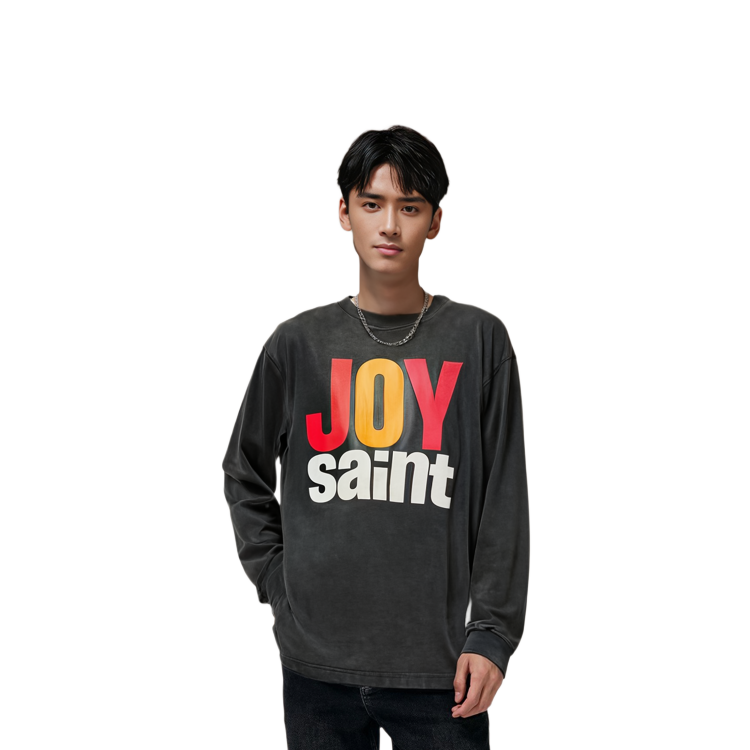 Sizing SAINT Mxxxxxx 圖案印花長袖圓領T恤。 SM-A22-0000-011