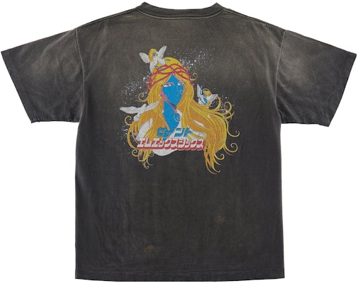 SAINT Mxxxxxx圖案印花做舊寬鬆版男女同款T恤灰色。 SM-S23-0000-013 Lookbook SAINT Mxxxxxx圖案印花做舊寬鬆版男女同款T恤灰色。 SM-S23-0000-013