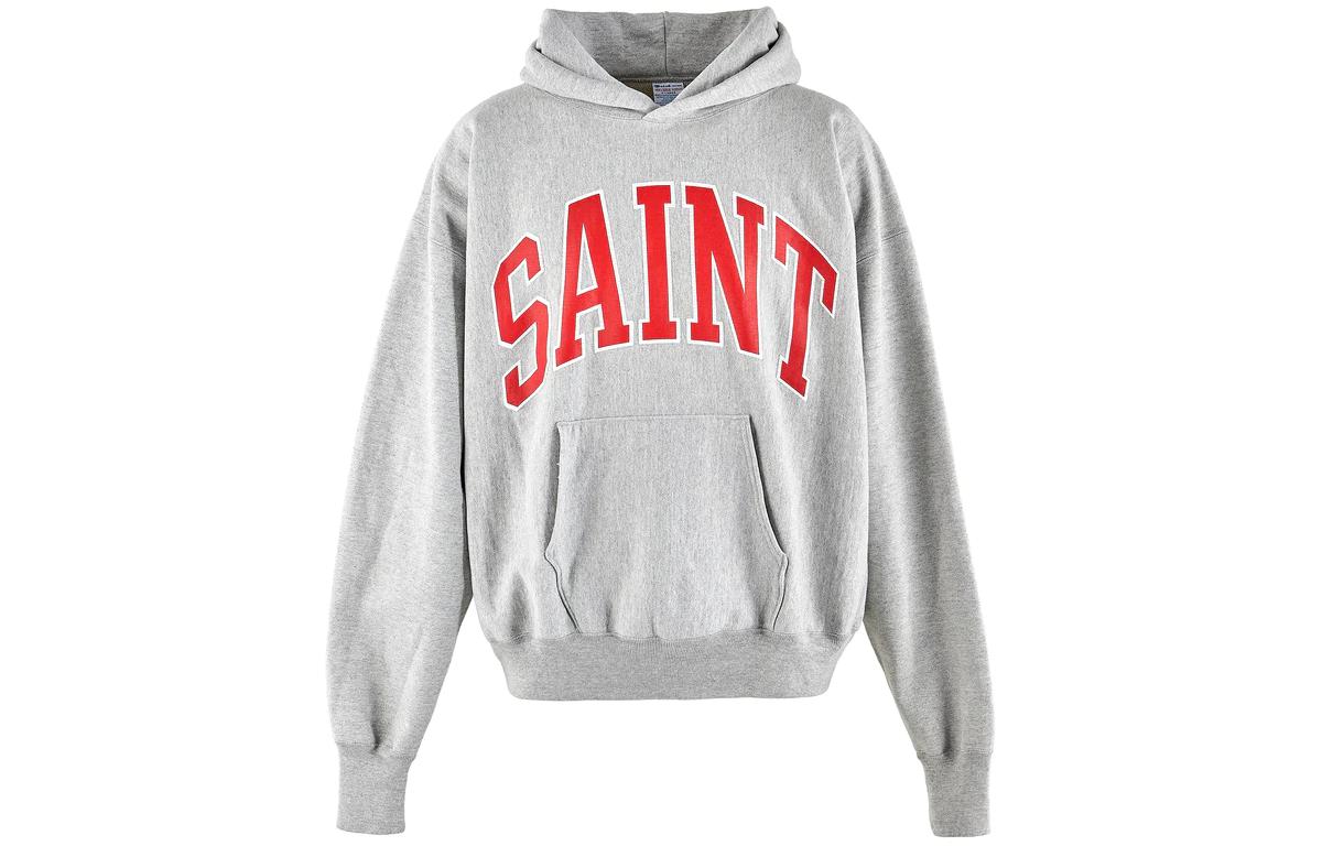 SAINT Mxxxxxx Gray Hoodie Pullover with Pocket Long Sleeve SM-A23-0000-031