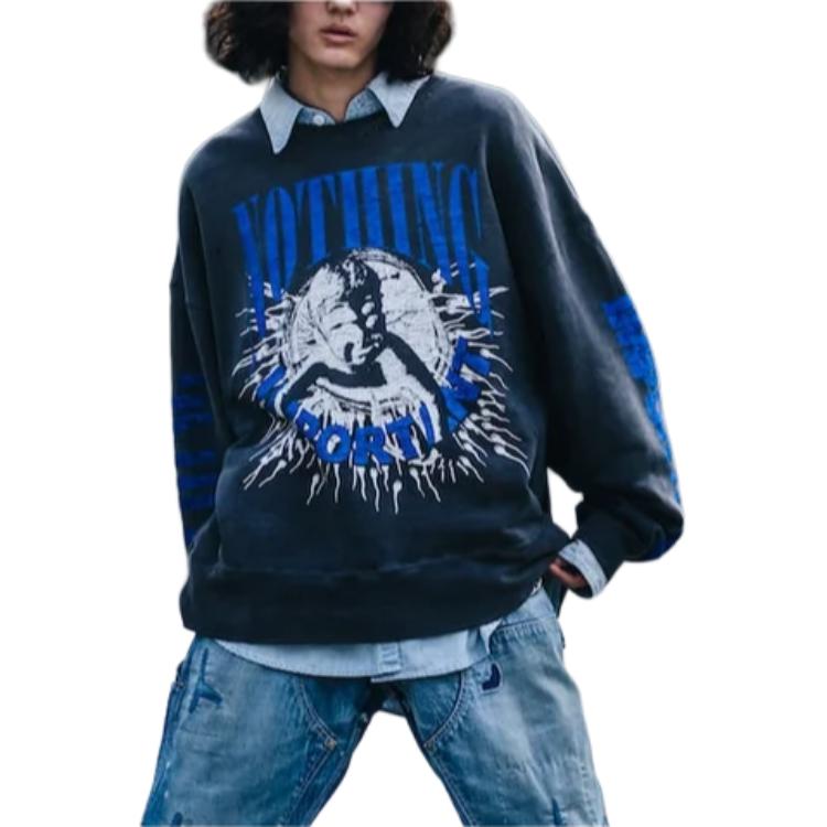 Shop SAINT Mxxxxxx Kosuke Kawamura Collab Graphic Pullover Sweatshirt Black Unisex SM-YS1-0000-C36