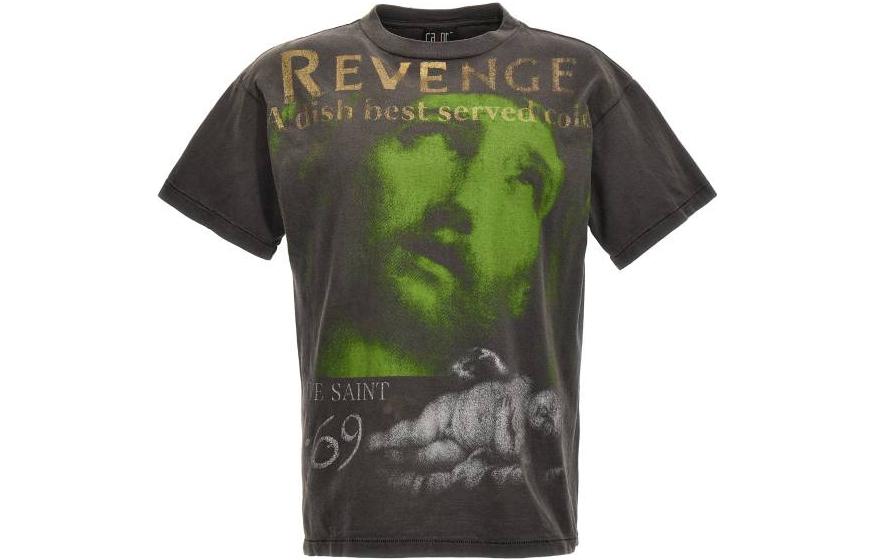 Order SAINT Mxxxxxx 字母印花灰色短袖圓領T恤 SMS230000085BLACK