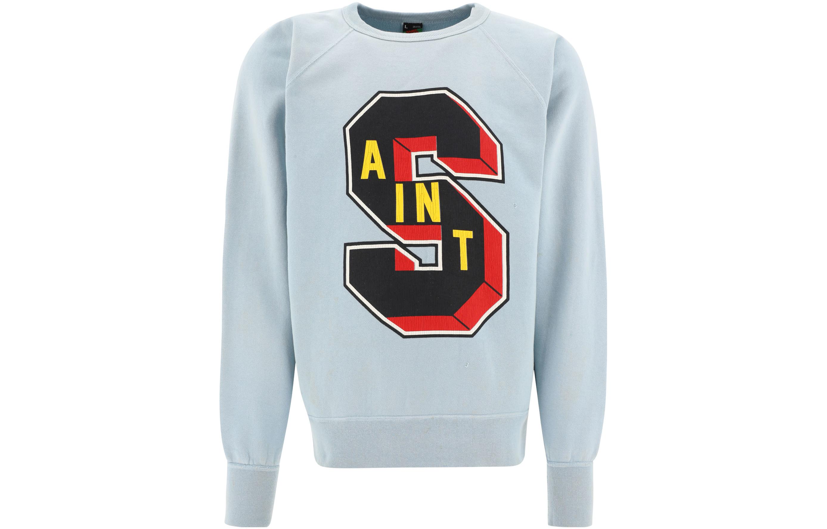 SAINT Mxxxxxx Letter Print Crewneck Sweatshirt Blue - Long Sleeve SM-A22-0000-089