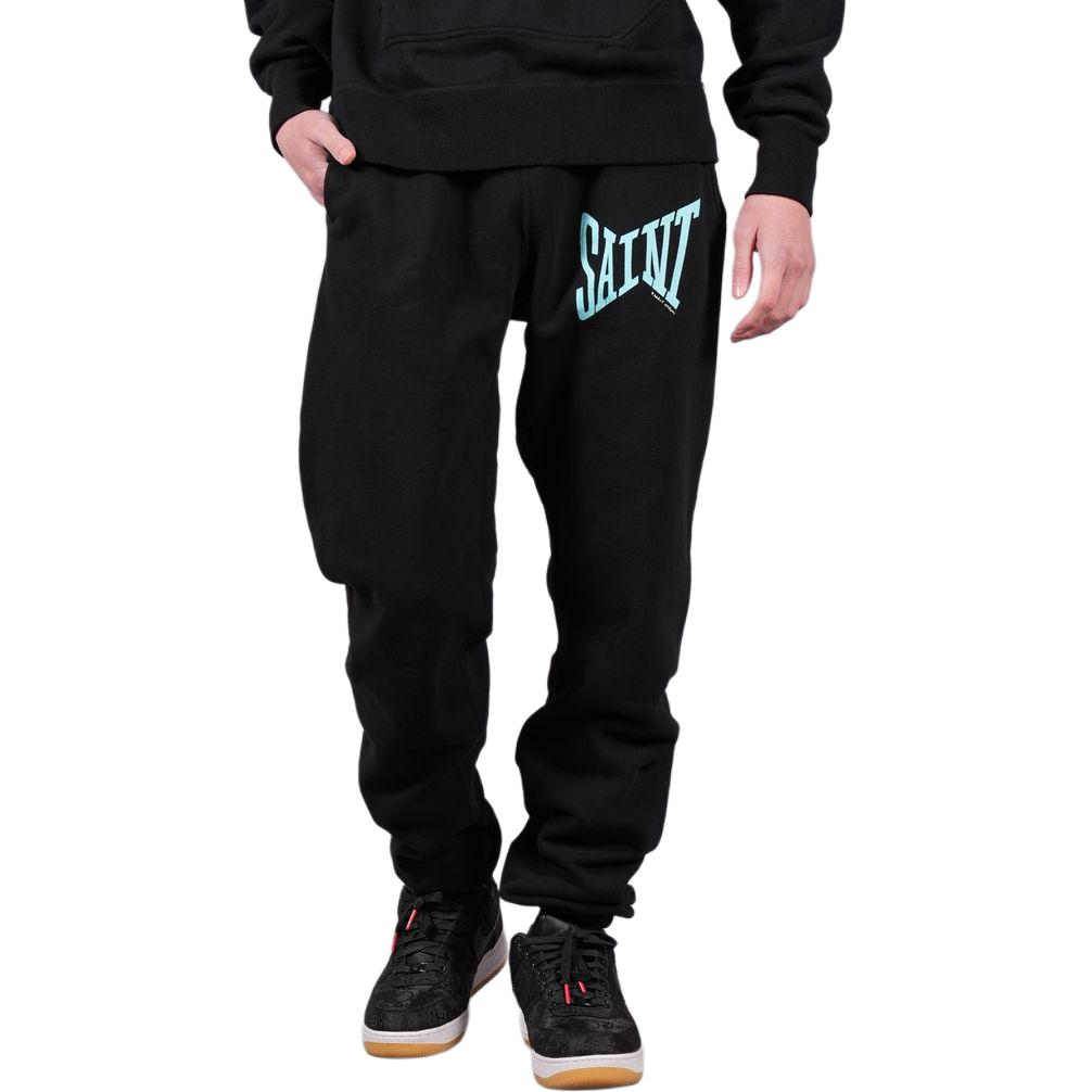 Shop SAINT Mxxxxxx 字母印花運動褲 黑色 SM-S23-0000-052