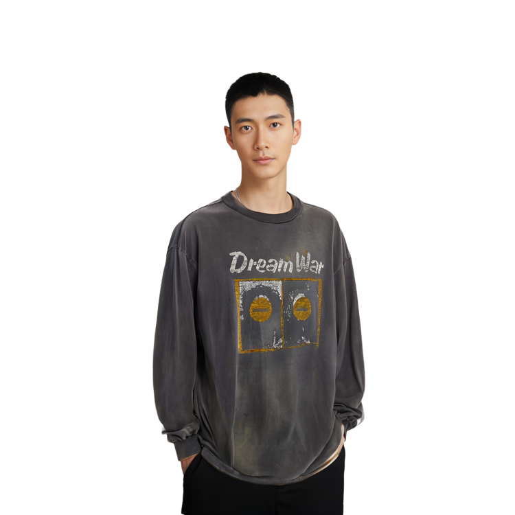 Details for SAINT Mxxxxxx 字母印花寬鬆長袖男女黑色圓領上衣. sm-a23-0000-012