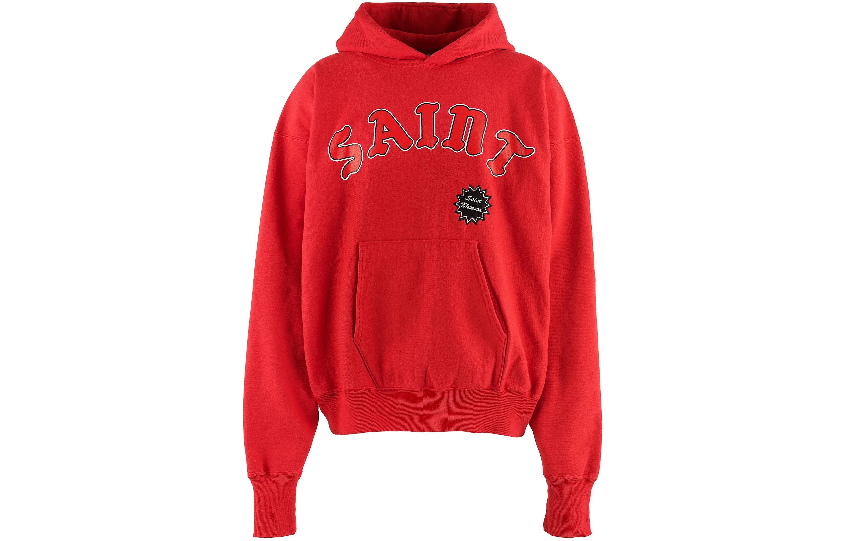 SAINT Mxxxxxx Letter Print Red Pullover Hoodie Long Sleeve SM-YS8-0000-038