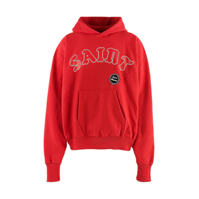 SAINT Mxxxxxx Letter Print Red Pullover Hoodie Long Sleeve SM-YS8-0000-038