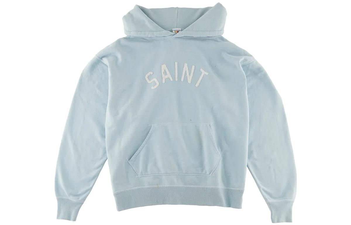 SAINT Mxxxxxx Light Blue  Hoodie with Solid Logo Print. SM-A22-0000-022