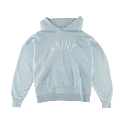 SAINT Mxxxxxx Light Blue Hoodie with Solid Logo Print. SM-A22-0000-022