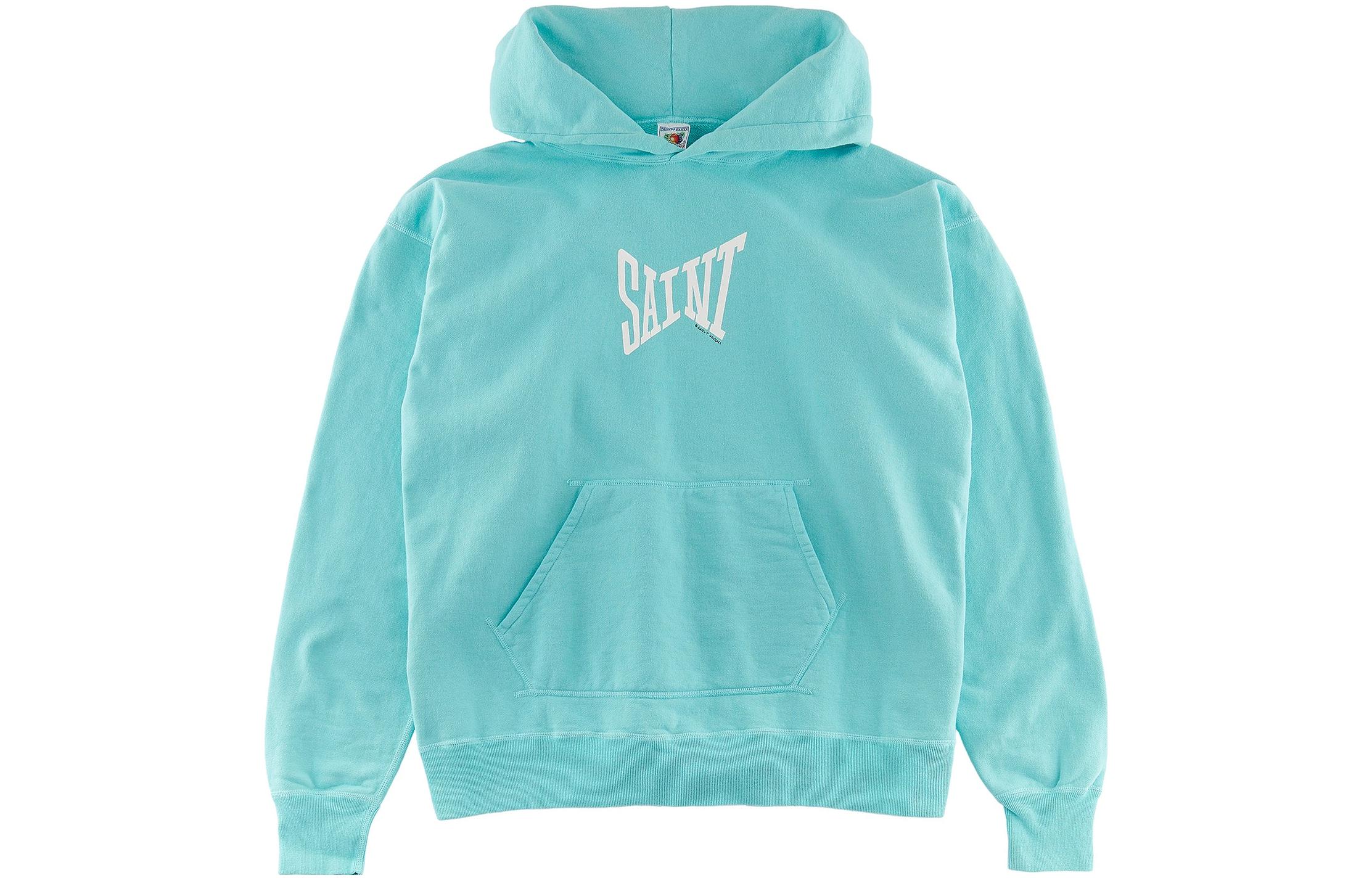 SAINT Mxxxxxx Logo Print Blue Pullover Hoodie for Men. SM-S23-0000-048