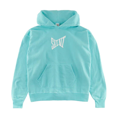SAINT Mxxxxxx Logo Print Blue Pullover Hoodie for Men. SM-S23-0000-048