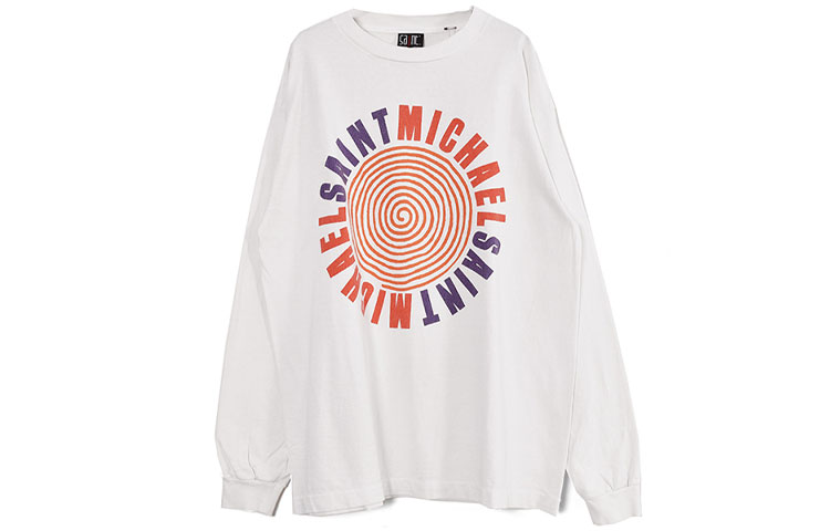 SAINT Mxxxxxx Logo Print Crewneck Long Sleeve Sweatshirt White 21AW-100000000007420-WHT