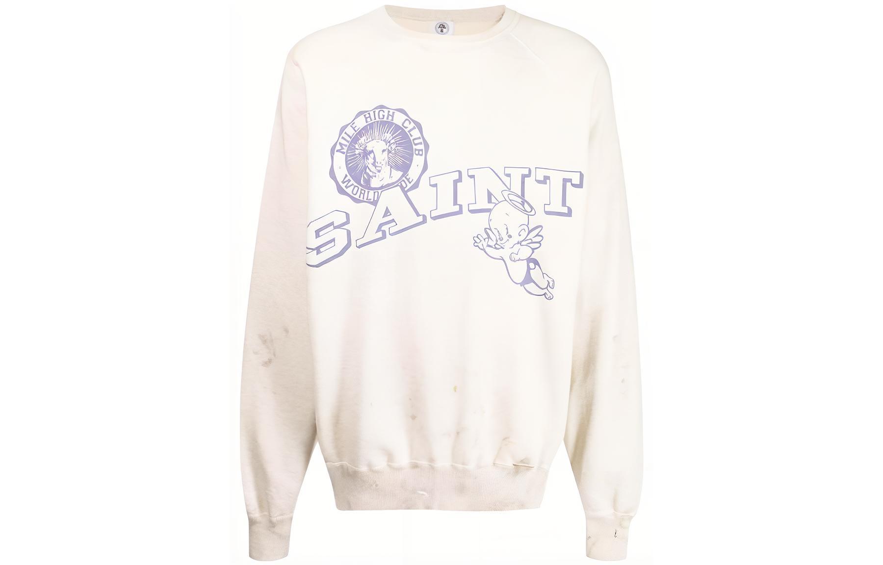 SAINT Mxxxxxx Logo Print Crewneck Pullover Sweatshirt White SMS220000036GRAY