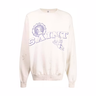 SAINT Mxxxxxx Logo Print Crewneck Pullover Sweatshirt White SMS220000036GRAY