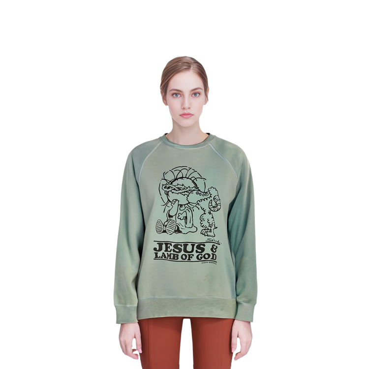 Sizing SAINT Mxxxxxx Baju Logo Crewneck Unisex Biru. SM-A23-0000-024