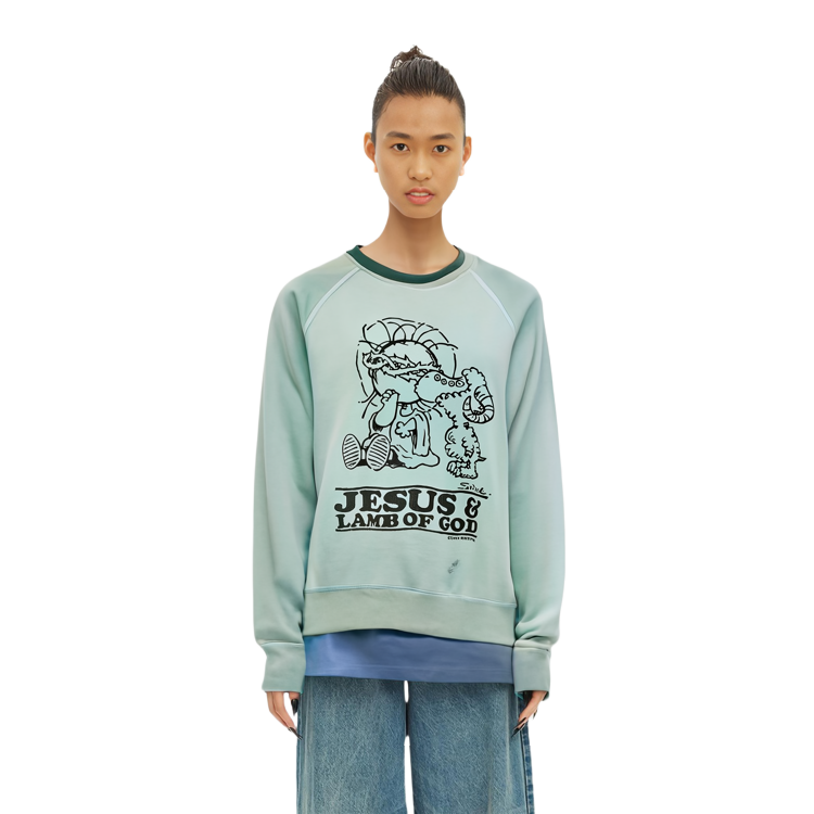 Cheap SAINT Mxxxxxx Baju Logo Crewneck Unisex Biru. SM-A23-0000-024